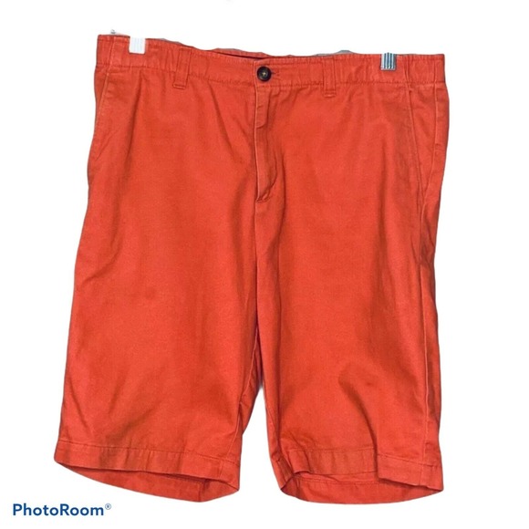 Land's End Boy's Short Bermuda Flat Front Red Pink Salmon Summer Preppy Size 20 - Picture 1 of 5